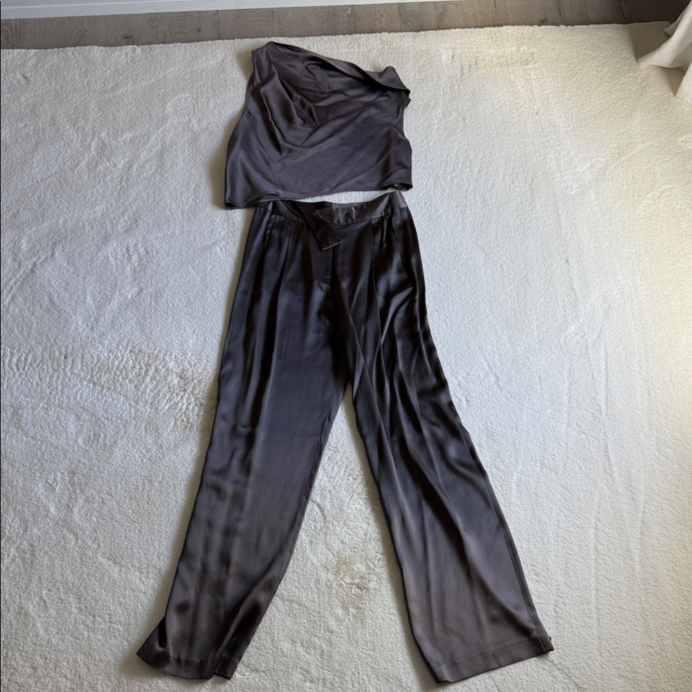 Chic Black Satin Women's Trousers